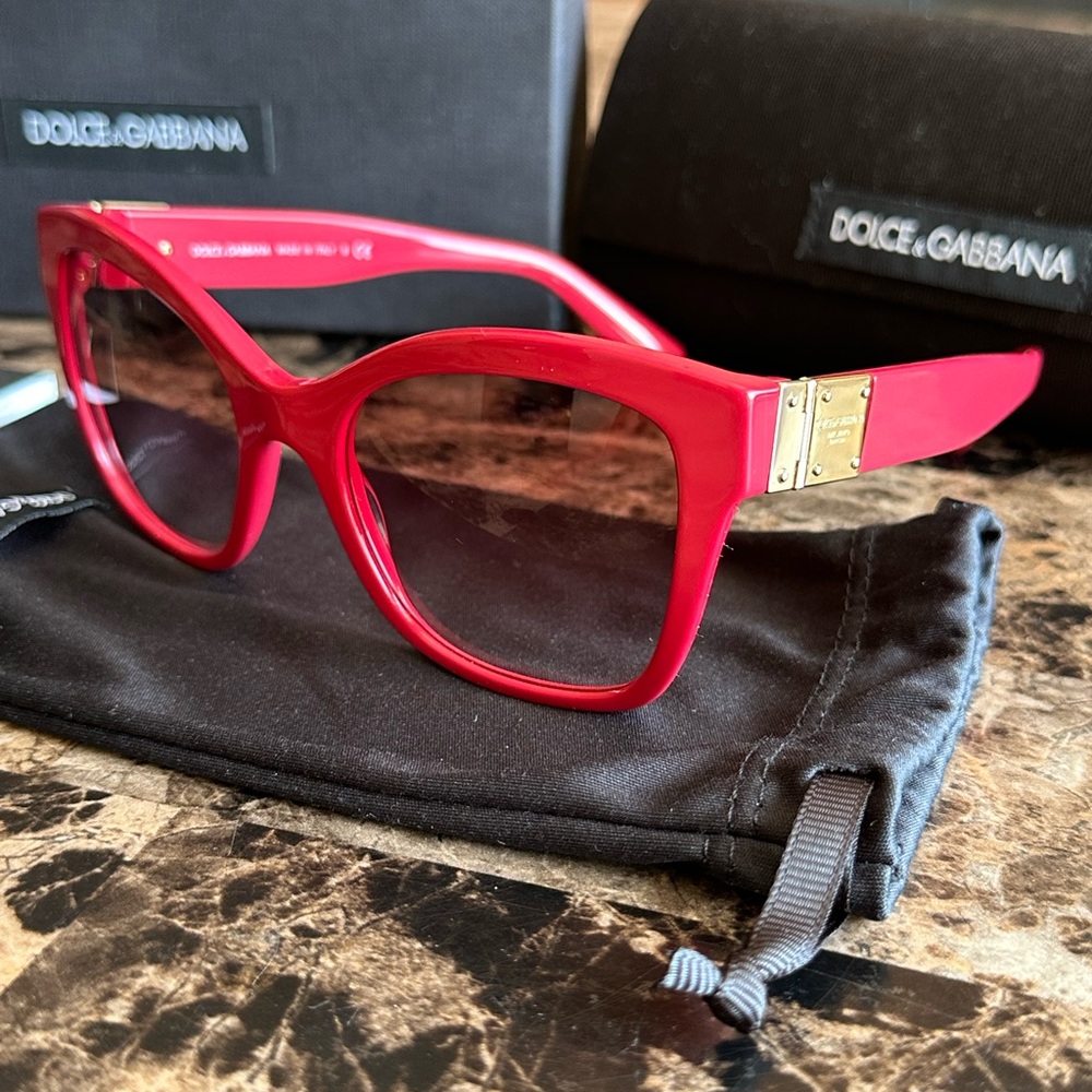Dolce & Gabbana Pink Oversized Sunglasses with Gold Accents
